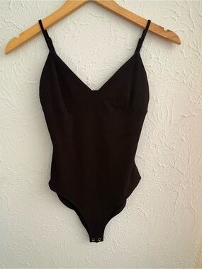 Forever 21 Black Spaghetti Strap One-Piece Bodysuit